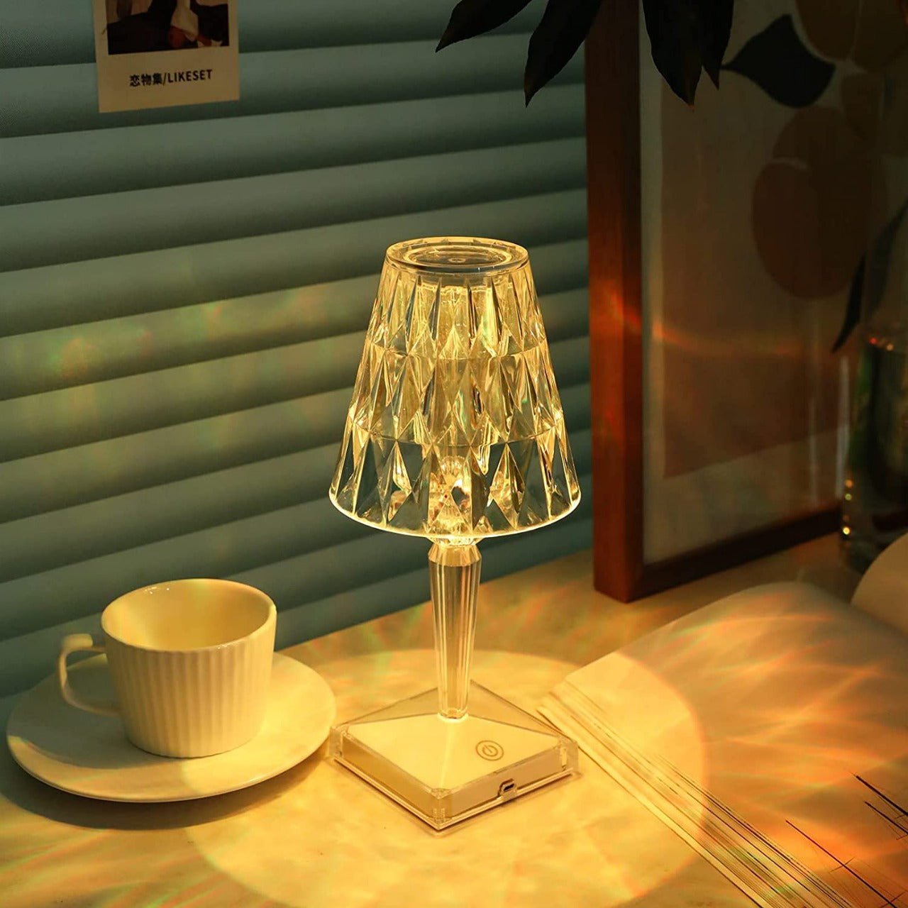 16 Colors Rose Touch Crystal Desk Lamp
