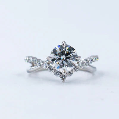 Elegant Sterling Crown Design Crystal Solitaire Ring